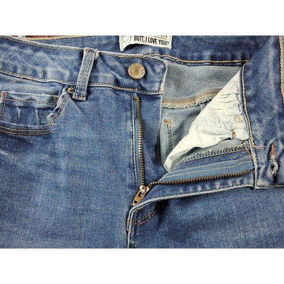 WAX JEANS "BUTT I LOVE YOU" 3/26 BLUE WOMENS JEANS DARK BLUE LIGHT WASH - Picture 5 of 15